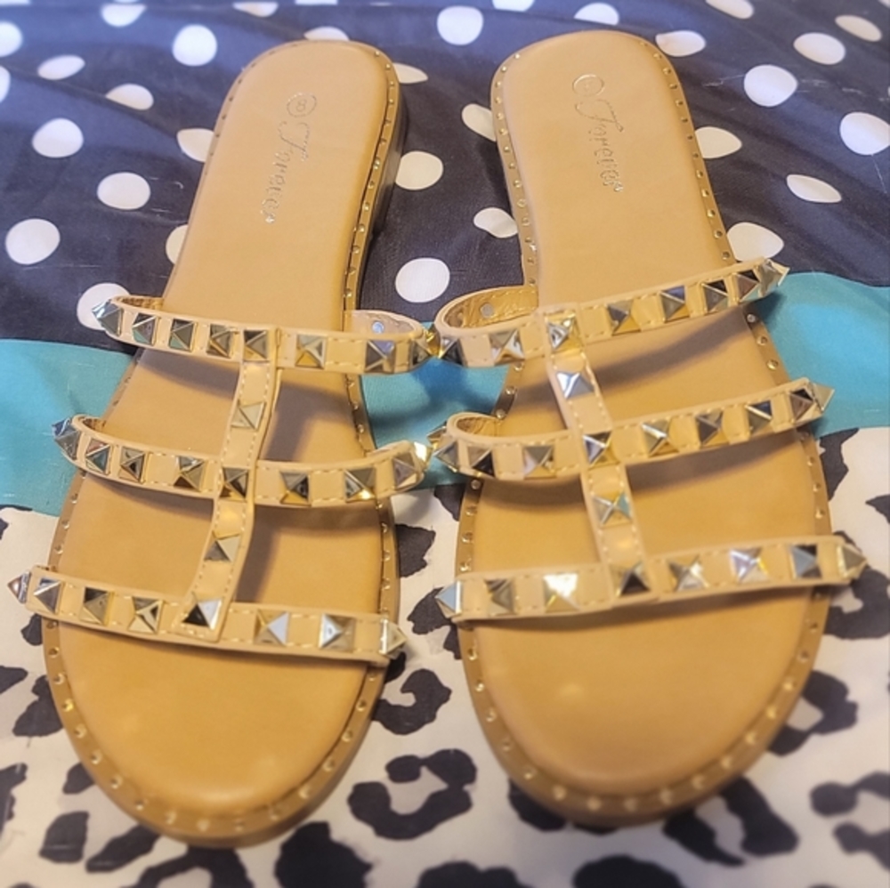 Studded slip on sandals 8